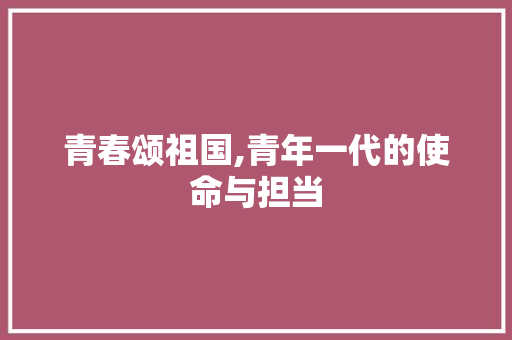青春颂祖国,青年一代的使命与担当