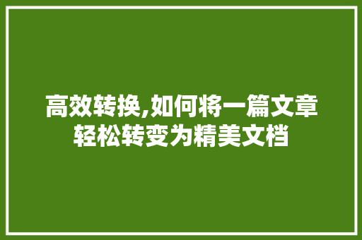 高效转换,如何将一篇文章轻松转变为精美文档 范文赏析