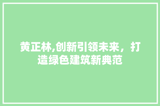 黄正林,创新引领未来，打造绿色建筑新典范