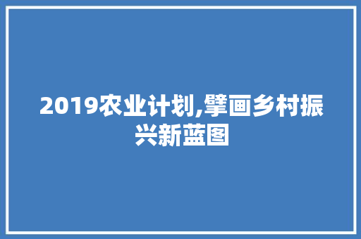 2019农业计划,擘画乡村振兴新蓝图 简历模板