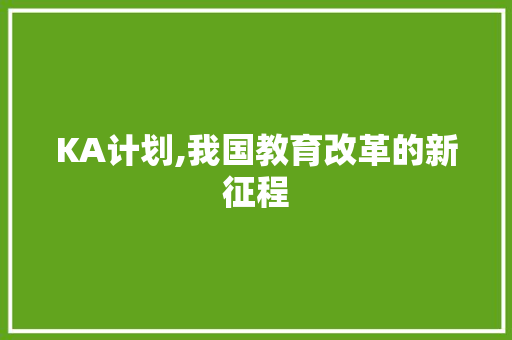 KA计划,我国教育改革的新征程