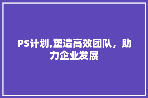 PS计划,塑造高效团队，助力企业发展