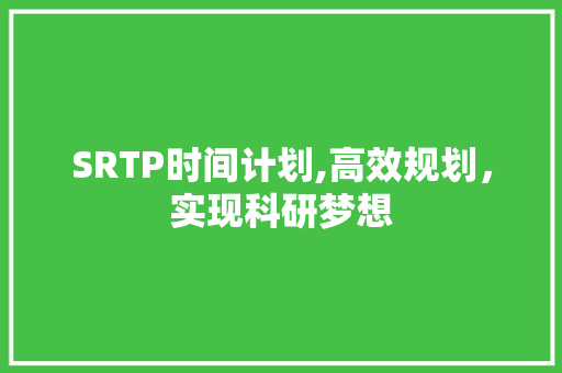 SRTP时间计划,高效规划，实现科研梦想 词汇积累