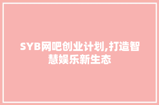 SYB网吧创业计划,打造智慧娱乐新生态