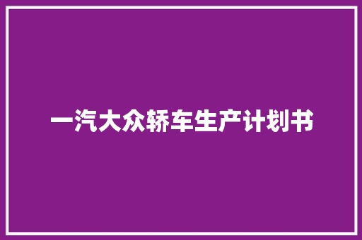 一汽大众轿车生产计划书