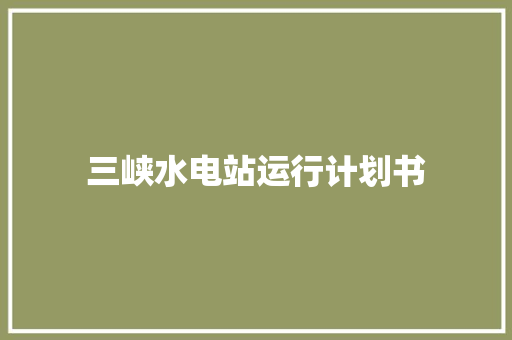 三峡水电站运行计划书