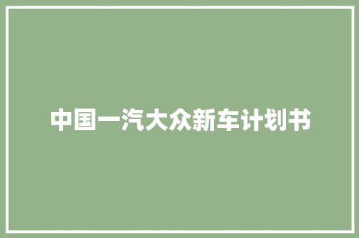 中国一汽大众新车计划书