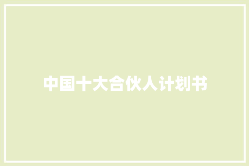 中国十大合伙人计划书 报告写作