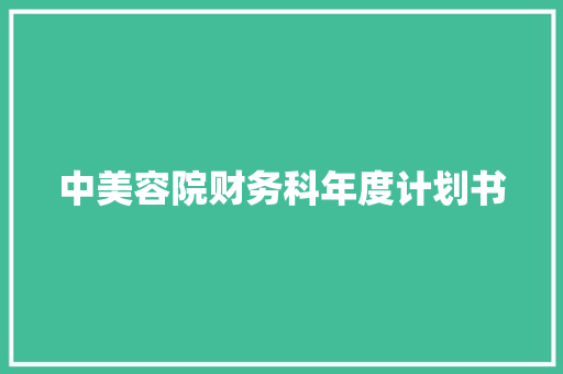 中美容院财务科年度计划书