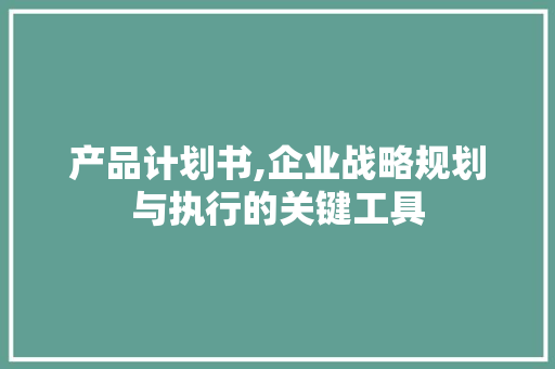 产品计划书,企业战略规划与执行的关键工具