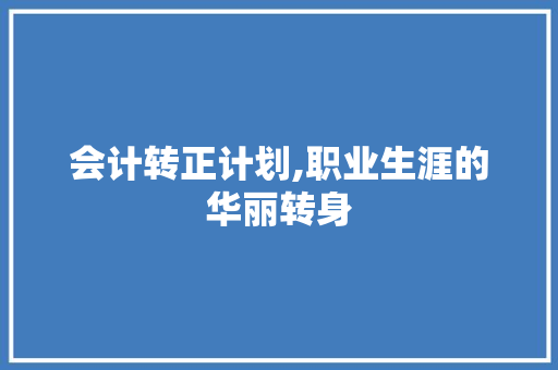 会计转正计划,职业生涯的华丽转身