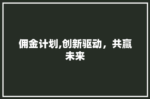 佣金计划,创新驱动，共赢未来