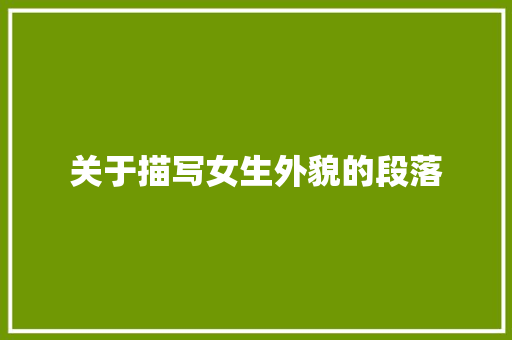 关于描写女生外貌的段落 简历模板