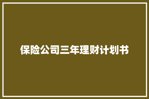 保险公司三年理财计划书