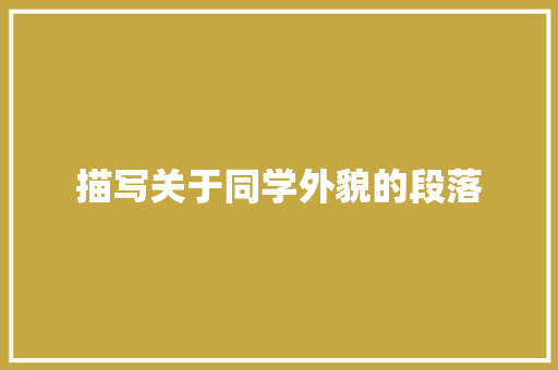 描写关于同学外貌的段落 报告写作