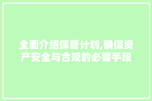 全面介绍保管计划,确保资产安全与合规的必要手段