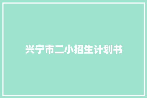 兴宁市二小招生计划书