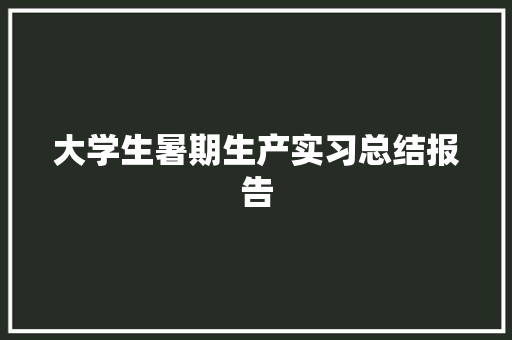 大学生暑期生产实习总结报告 简历模板