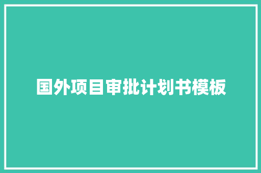 国外项目审批计划书模板