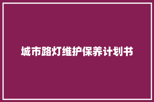城市路灯维护保养计划书