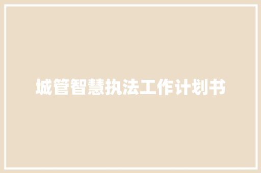 城管智慧执法工作计划书