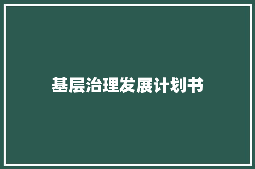 基层治理发展计划书 范文赏析