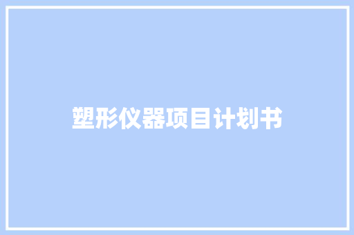 塑形仪器项目计划书
