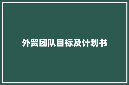 外贸团队目标及计划书