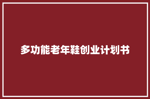 多功能老年鞋创业计划书 商业文案