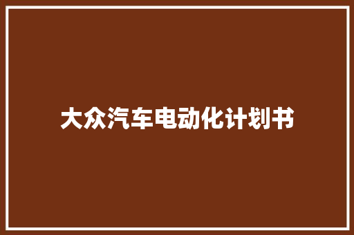 大众汽车电动化计划书