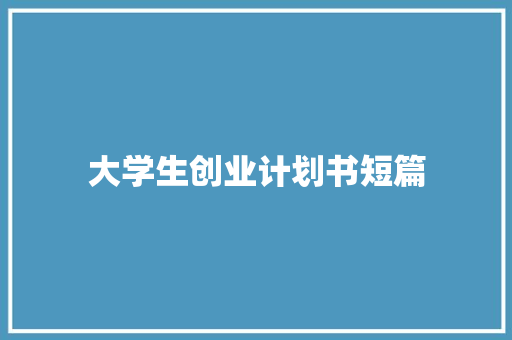 大学生创业计划书短篇