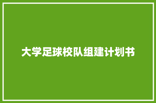 大学足球校队组建计划书 写作技巧