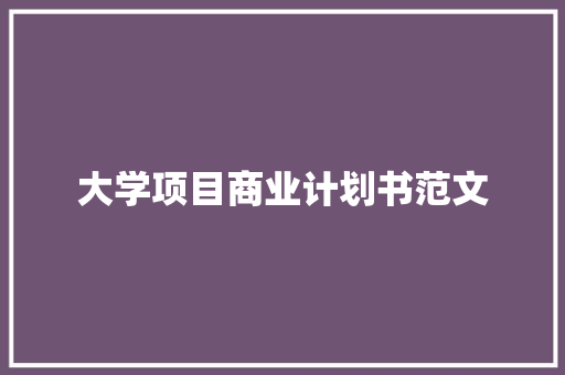 大学项目商业计划书范文 报告写作