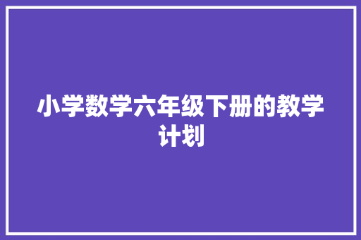 小学数学六年级下册的教学计划 简历模板