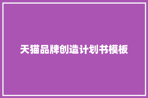 天猫品牌创造计划书模板