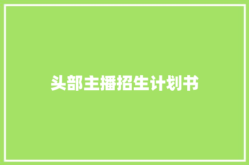 头部主播招生计划书