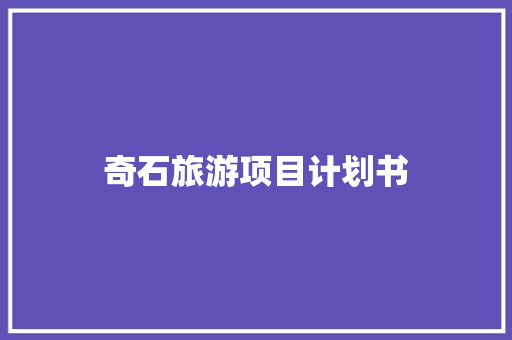 奇石旅游项目计划书