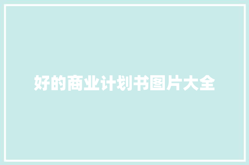 好的商业计划书图片大全