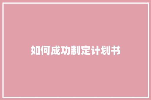 如何成功制定计划书
