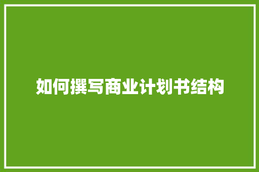 如何撰写商业计划书结构