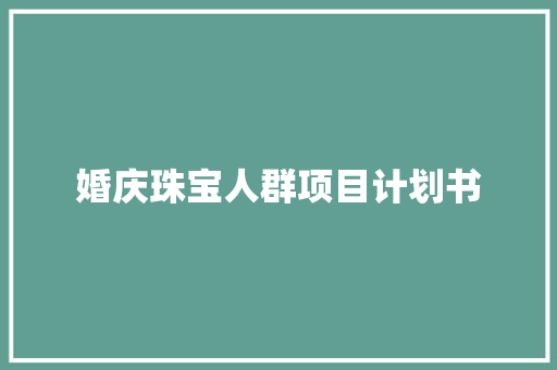 婚庆珠宝人群项目计划书 写作素材