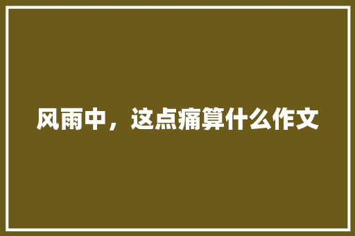 风雨中，这点痛算什么作文 范文赏析