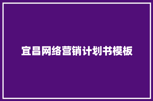宜昌网络营销计划书模板