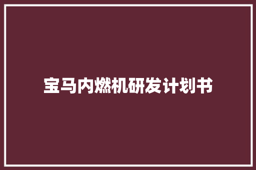 宝马内燃机研发计划书