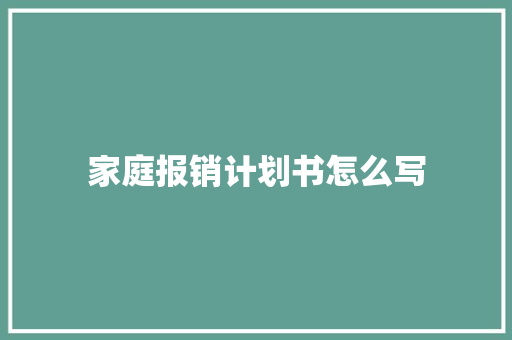 家庭报销计划书怎么写