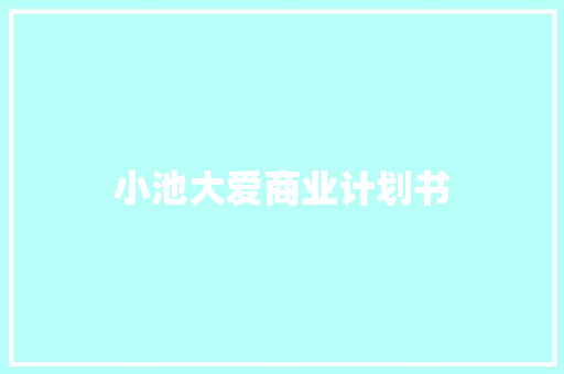 小池大爱商业计划书