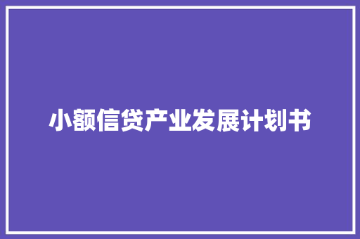 小额信贷产业发展计划书