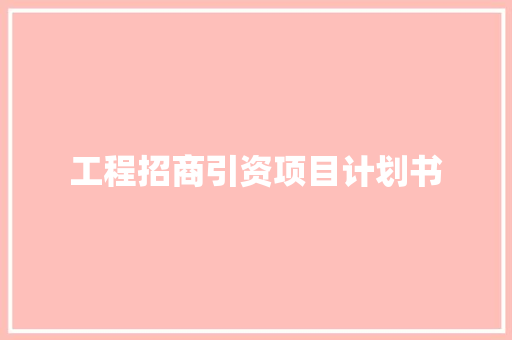 工程招商引资项目计划书