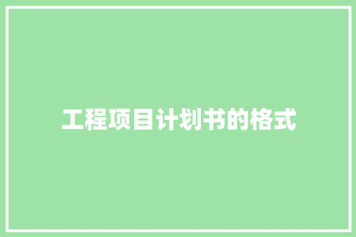 工程项目计划书的格式