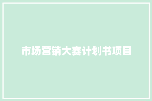 市场营销大赛计划书项目